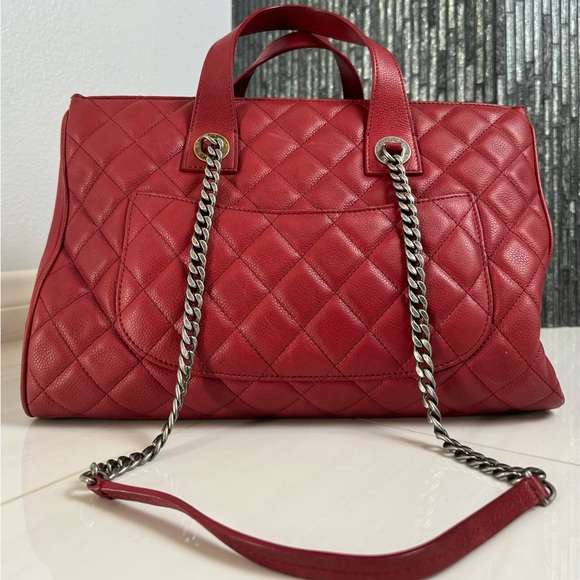 ❤️‍🔥Chanel CC Front Flap Pocket Large Shopping Tote Red Caviar - Picture 6 of 16